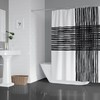 Bold Urban Designer Shower Curtain Criss Cross Black and White Abstract Design for Abstract Bathroom Decor