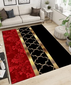 Bold and Modern 70s Style Red Gold and Black Living Room Decorative, Suitable for Bedroom Office Study Dining Room