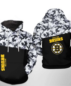 Boston Bruins NHL Camo Veteran 3D Hoodie Zipper Hoodie with Custom Print