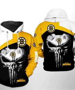 Boston Bruins NHL Skull Punisher Zip Up Hoodie