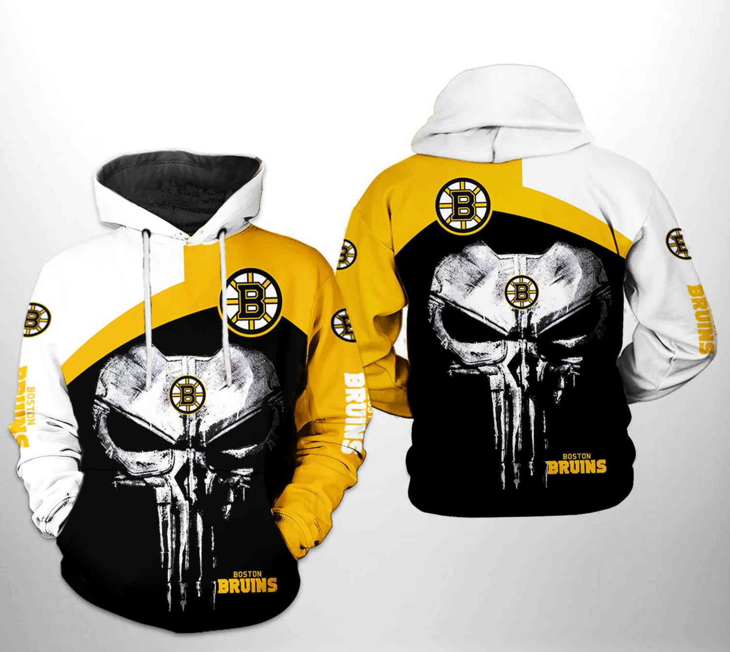Boston Bruins NHL Skull Punisher Zip Up Hoodie