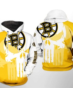Boston Bruins NHL Team Skull All Over Print Hoodie