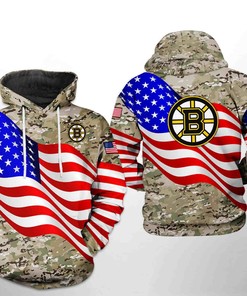 Boston Bruins NHL US Flag Camo Veteran 3D Hoodie Zipper Hoodie for Fans