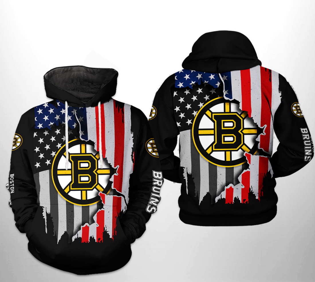 Boston Bruins NHL US Flag Team 3D Hoodie Zipper Hoodie with Custom Design