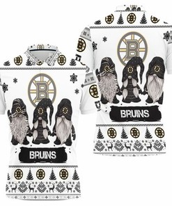 Boston Bruins Ugly Sweatshirt Christmas Gnomes All Over Print 3D Polo Shirt