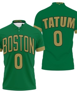 Boston Celtics' Jayson Tatum 2020 Kelly Green Jersey All Over Printed Breathable Fabric 3D Polo Shirt