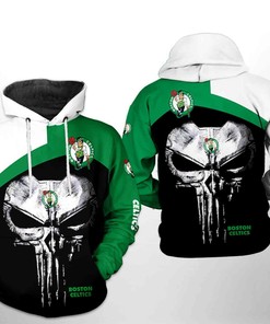 Boston Celtics NBA Skull Punisher 3D Hoodie