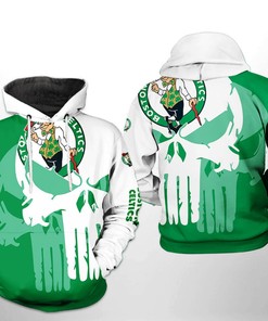 Boston Celtics NBA Team Skull All Over Print Hoodie