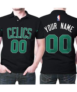 Boston Celtics' Team Logo in Black Statement Edition 2019 3D All Over Print Polo Shirt: A Must-Have for Boston Fans.