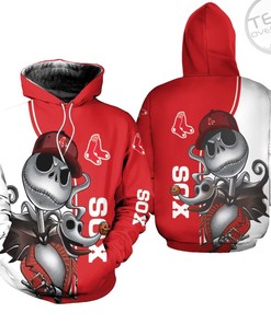 Boston Red Sox 3D Hoodie with Jack Skellington and Zero Print