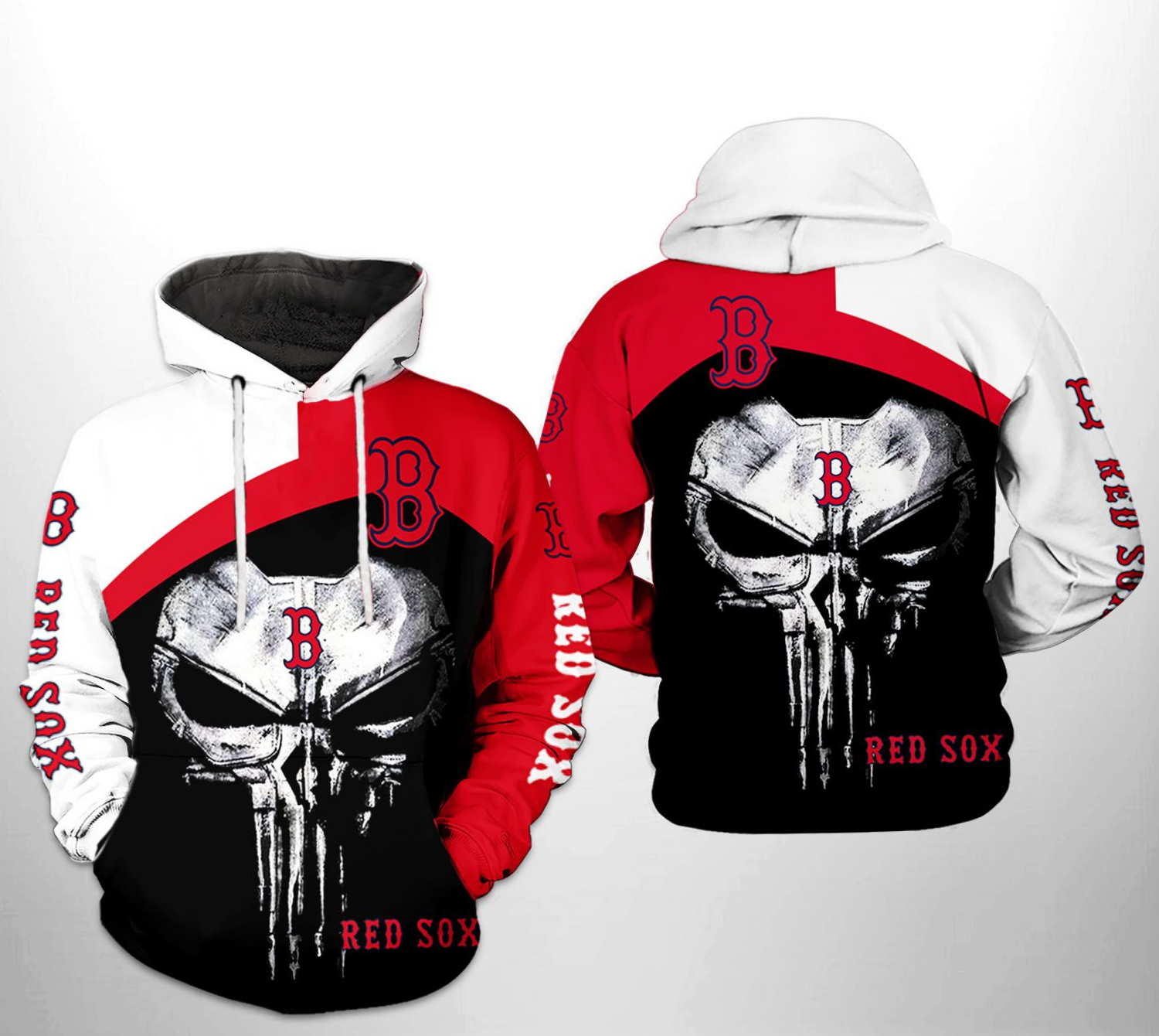 Boston Red Sox MLB Punisher Skull All Over Print Hoodie