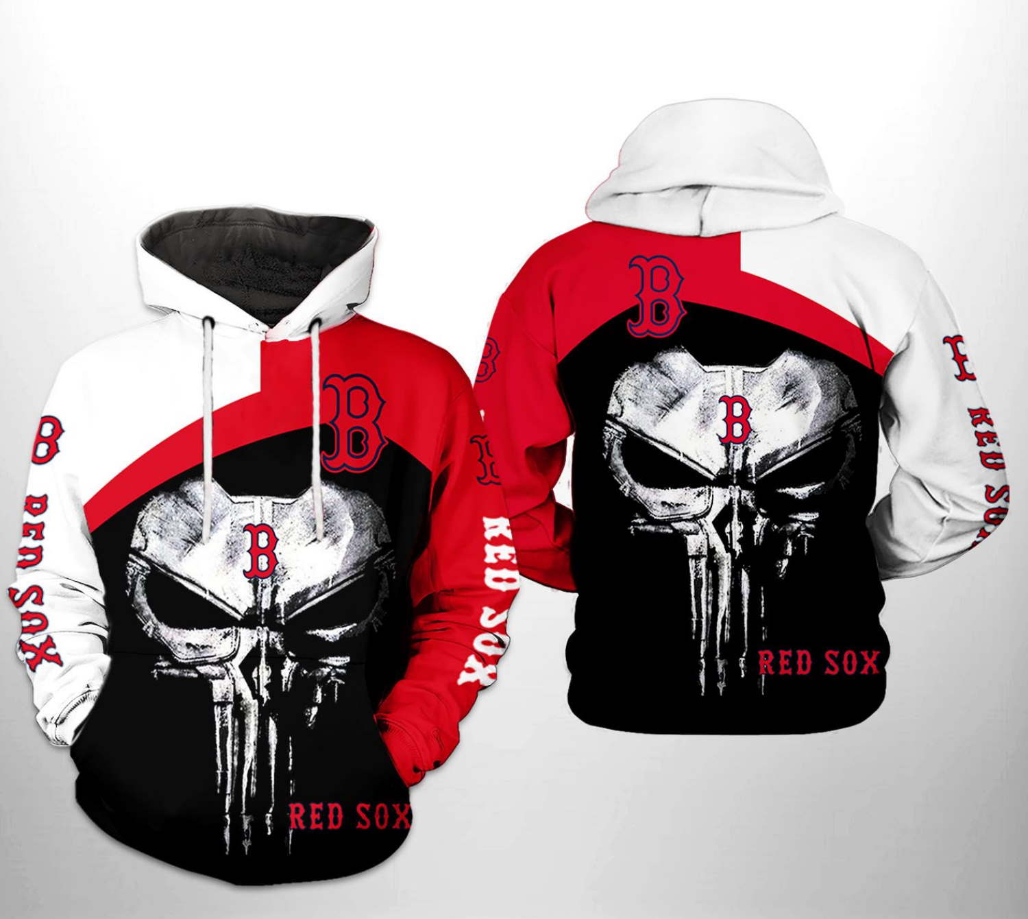 Boston Red Sox MLB Punisher Skull Zip Up Hoodie