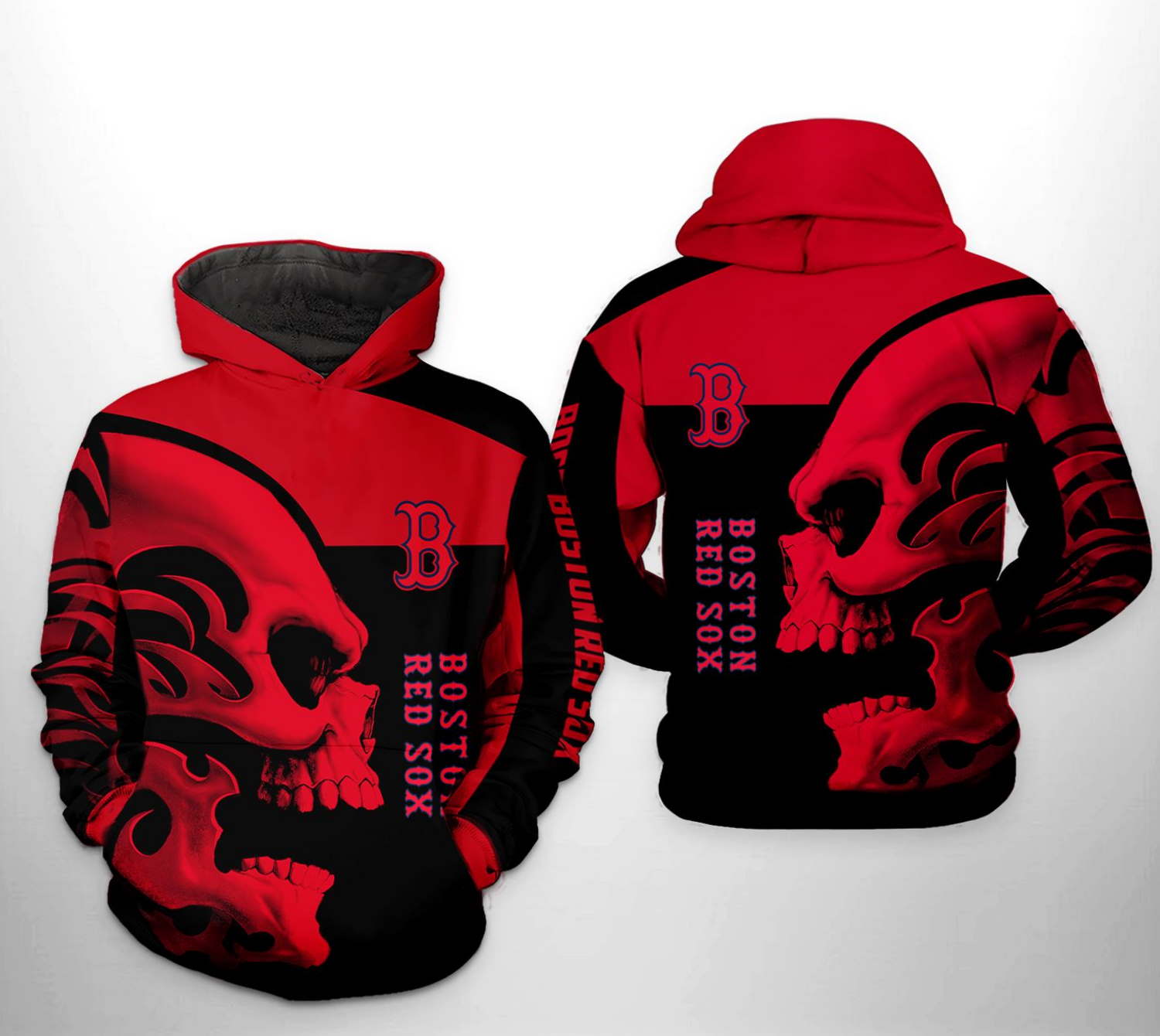 Boston Red Sox MLB Skull Punisher Zip Up Hoodie