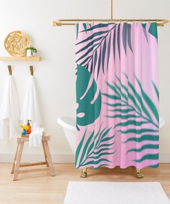 Botanic Summer Boho Shower Curtain with Eco-Friendly Material - Perfect for Floral Bathroom Decor