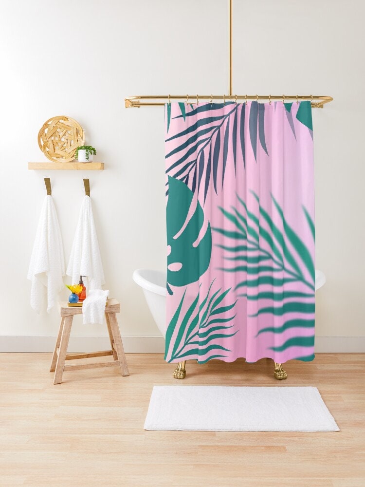 Botanic Summer Boho Shower Curtain with Eco-Friendly Material - Perfect for Floral Bathroom Decor - Image 2