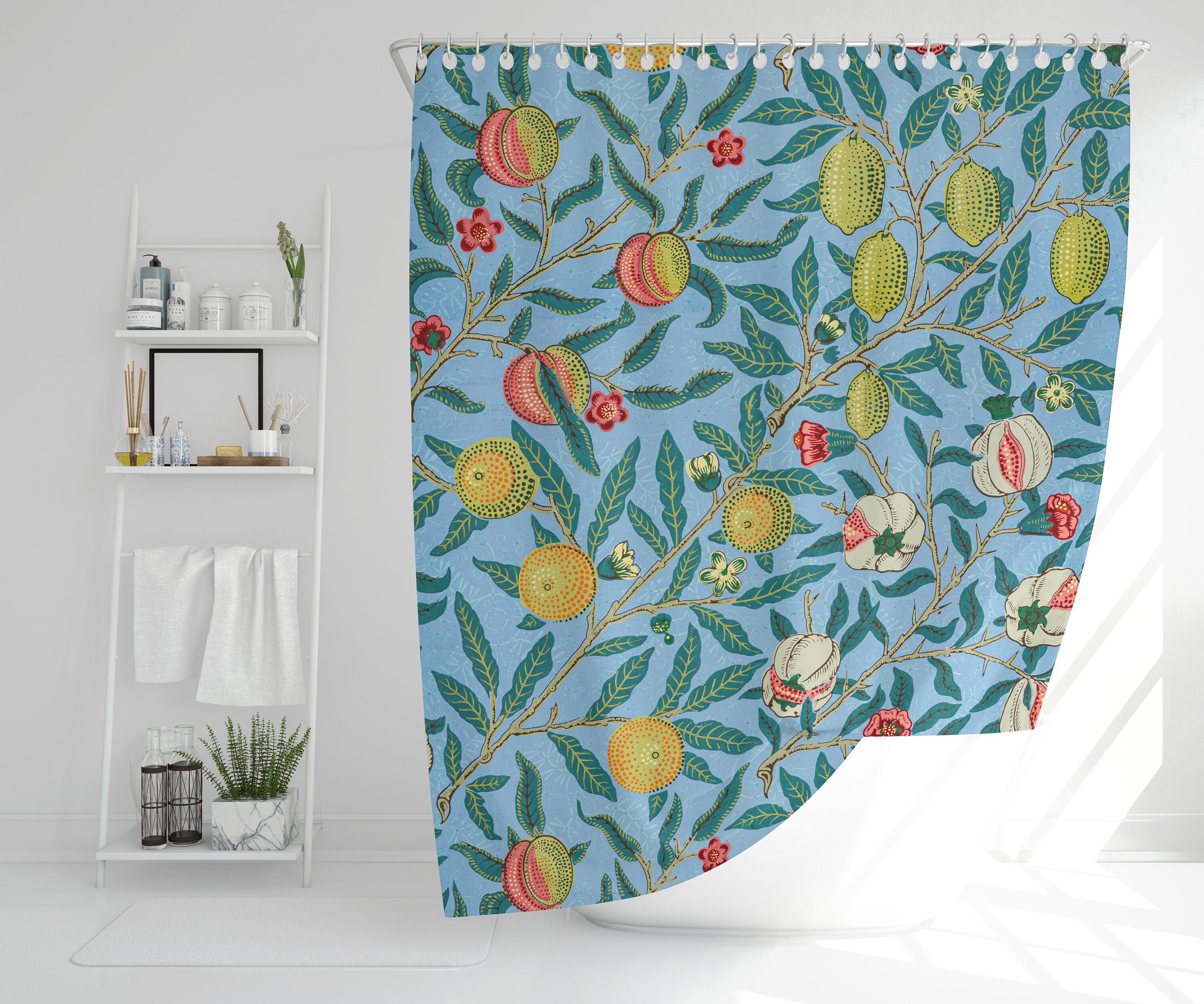 Botanic Tropical Fruits Boho Shower Curtain - Featuring Artistic and Eco-Friendly Design - Perfect for Any Bathroom!