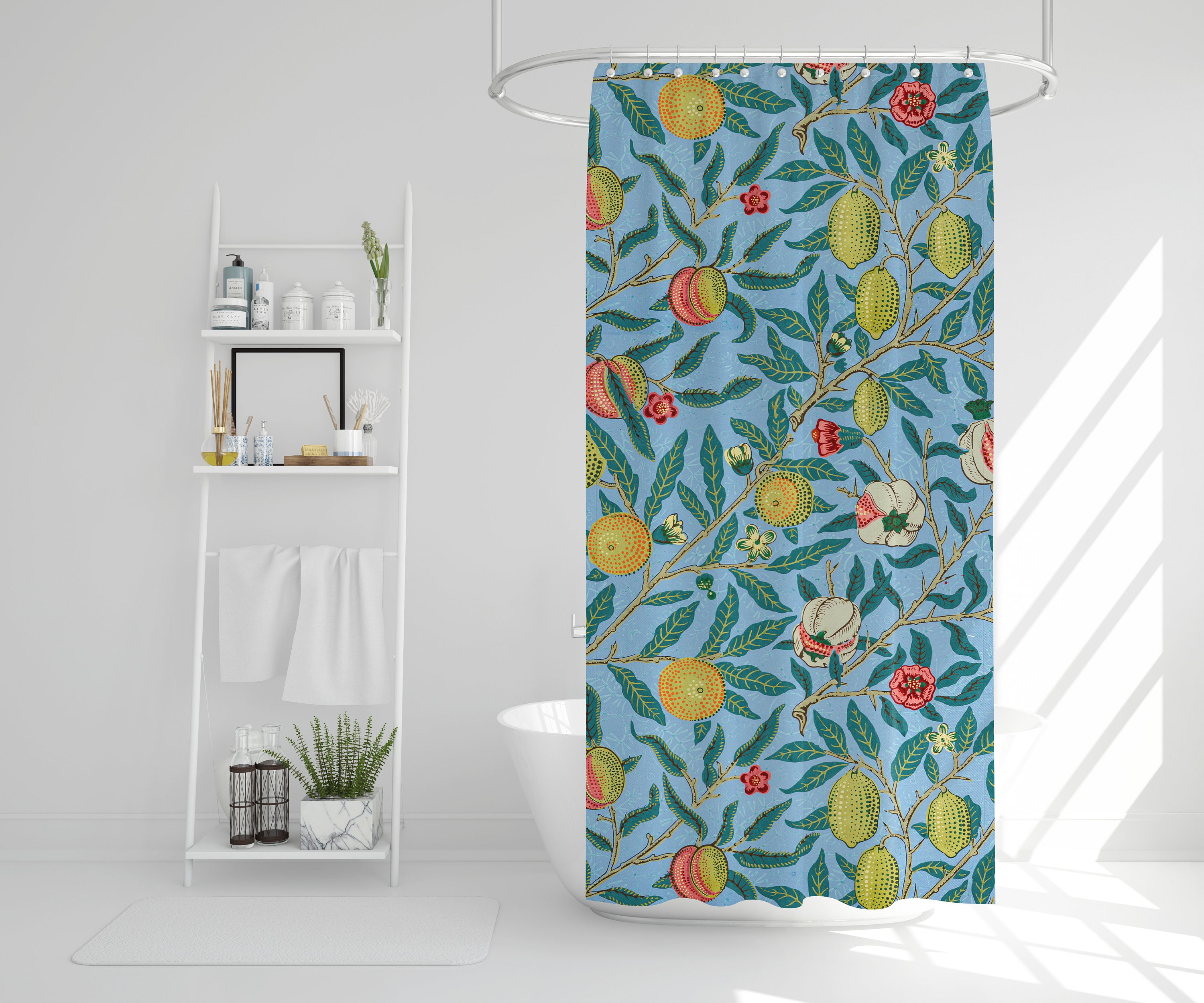 Botanic Tropical Fruits Boho Shower Curtain - Featuring Artistic and Eco-Friendly Design - Perfect for Any Bathroom! - Image 3