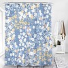 Botanical Blue Floral Shower Curtain | Tropical Garden Summer Autumn | Fabric Bath Curtain | Home Bathroom Decor