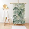 Botanical Boho Shower Curtain, Art Nouveau Green Leaves Design, Vibrant Bath Decor