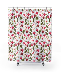 Botanical Flower Shower Curtain for a Floral Bathroom with Keywords Shower Curtains Colorful