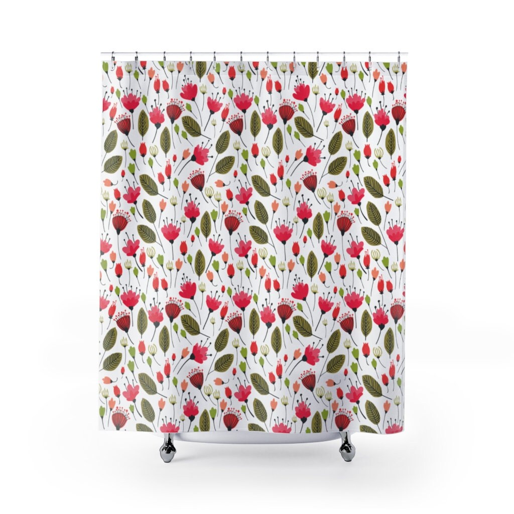 Botanical Flower Shower Curtain for a Floral Bathroom with Keywords Shower Curtains Colorful
