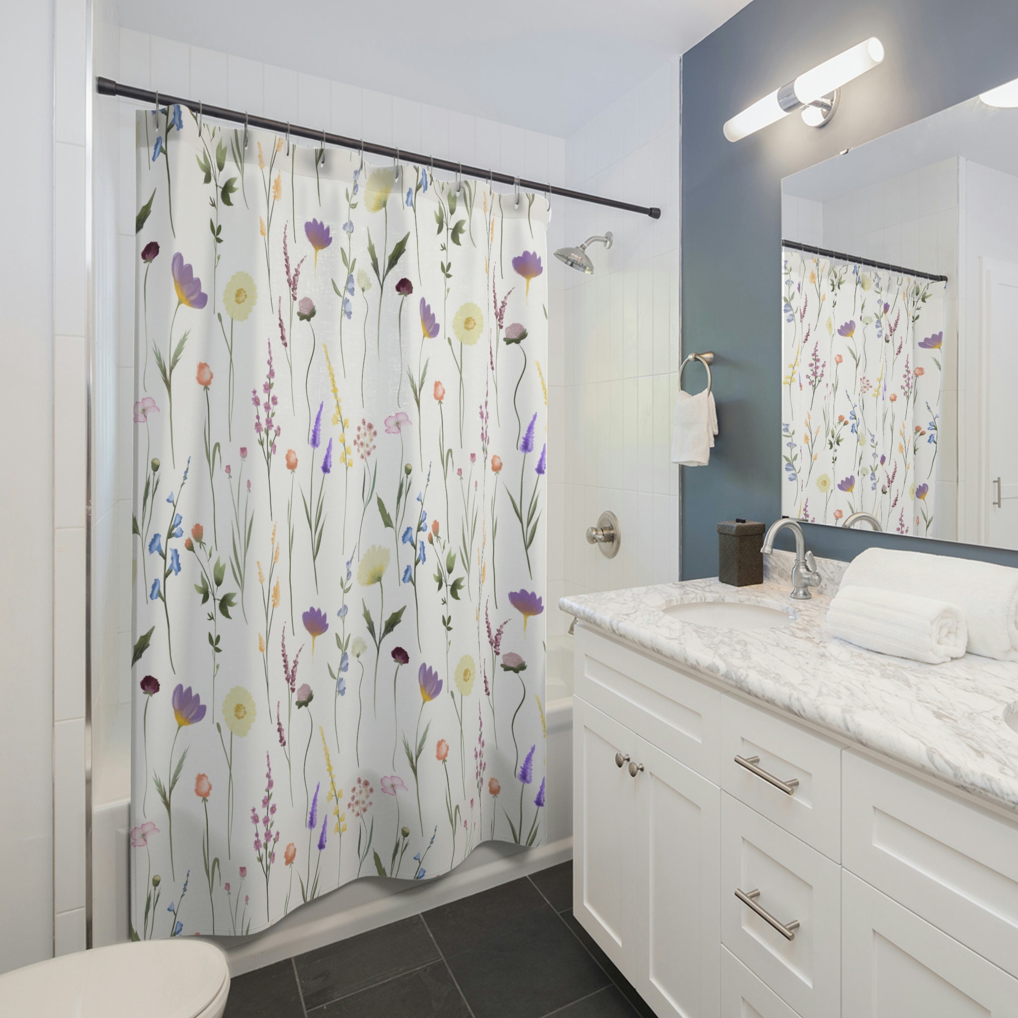 Botanical Garden Flowers Shower Curtain for a Farmhouse Look