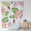 Botanical Lotus Shower Curtain | Waterproof Fabric | Floral Pattern | Bathroom Decor