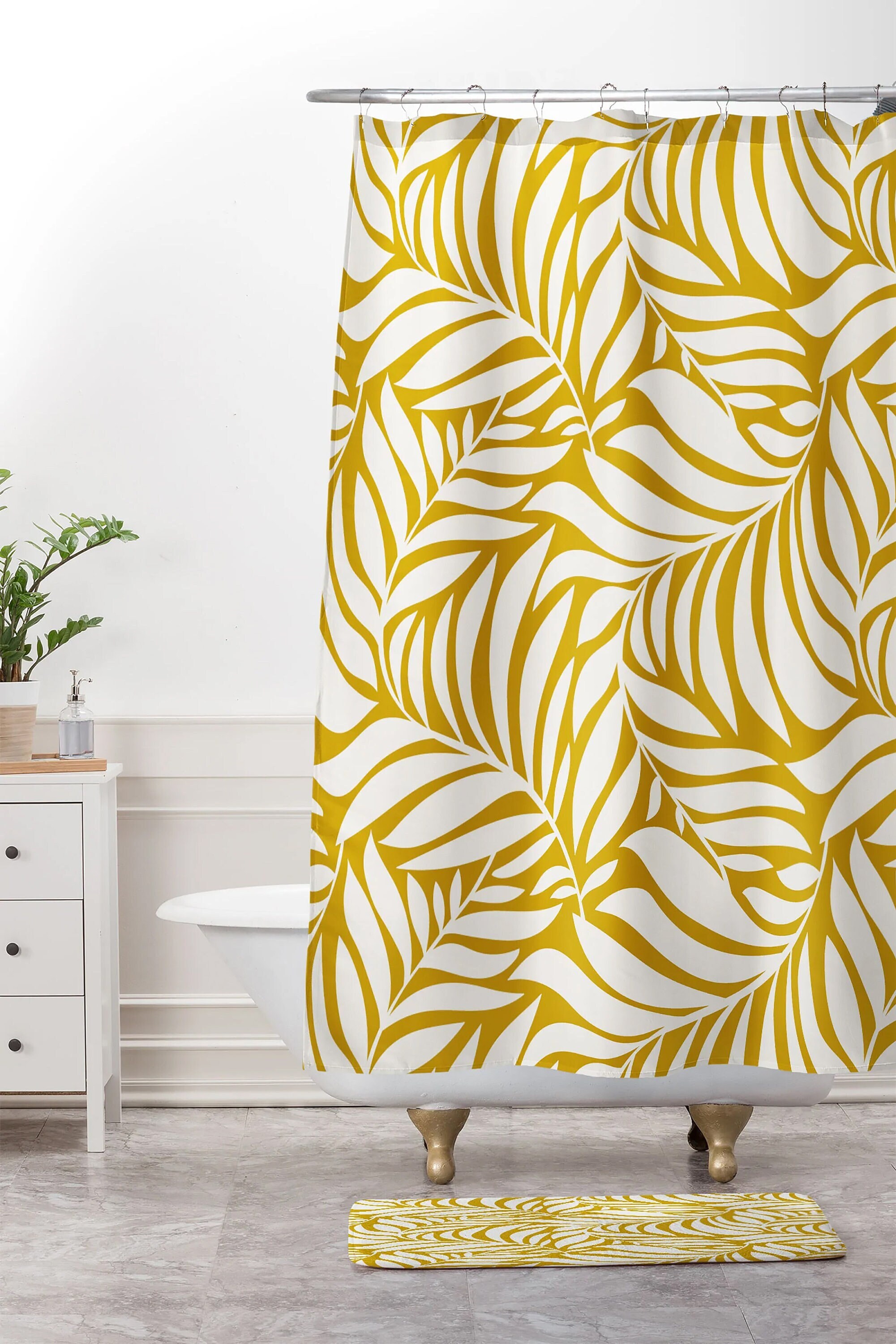 Botanical Nature Inspired Boho Style Shower Curtain, Adds a Touch of Joy to Your Bathroom Decor, Bath Curtain