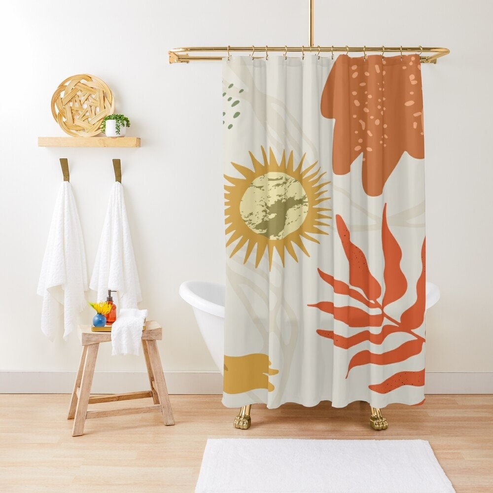 Botanical Shower Curtain Plant Leaves | Houseplant Decor Botanical Art| Bathroom Decor + Quotes
