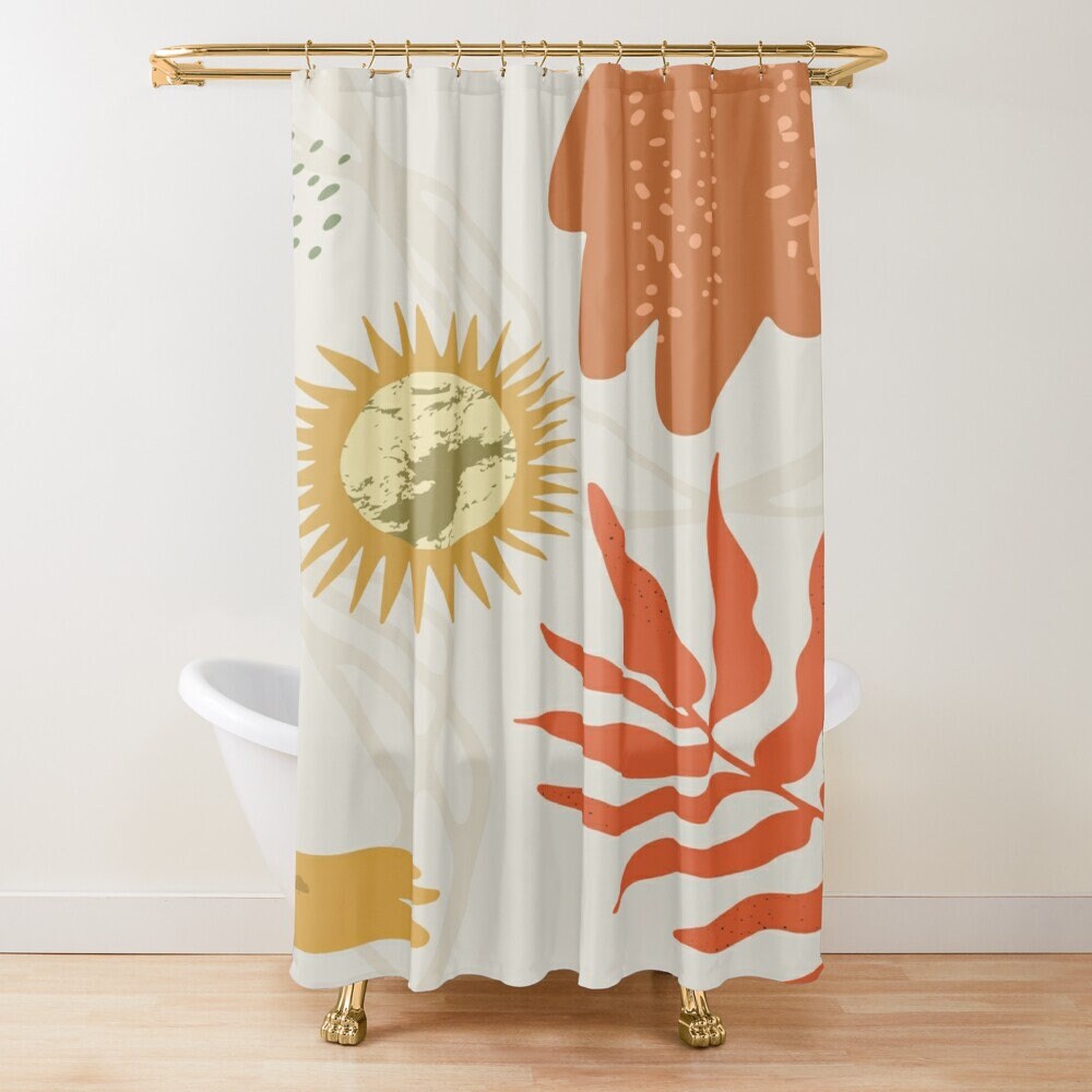Botanical Shower Curtain Plant Leaves | Houseplant Decor Botanical Art Bathroom Decor + Quotes - Image 2