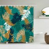 Botanical tropical green white forest Shower Curtain | Blue palm fern leaves | Fabric Bath Curtain
