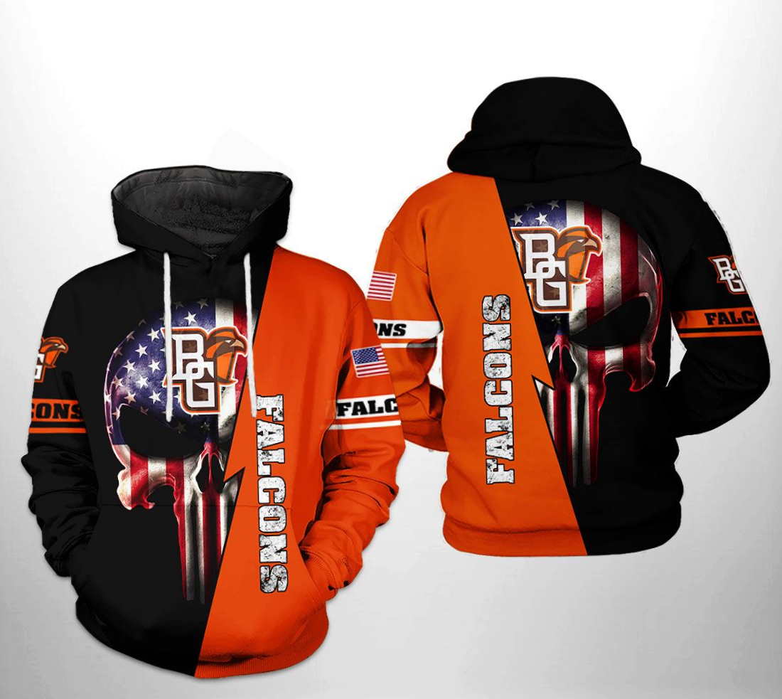 Bowling Green Falcons NCAA US Flag Skull All Over Print Hoodie