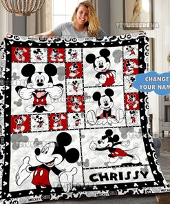 Boy Mickey Blanket - Personalized Quilt Blanket with Mickey Mouse for Christmas Gift