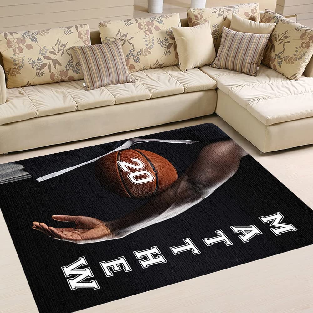 Boys Basketball Rug with Personalized Name and Number - Anti-Skid Area Rug for Bedroom, Living Room or Patio - Image 4