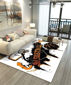 Boys Basketball Sports Area Rug for Playroom and Floor Carpet - Non-Slip with Printed Design