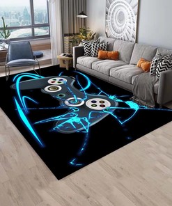 Boys' Black Gamepad Carpet with 3D Print - Non-Slip Sofa Floor Mat With T-Shirt, Hoodie, Sweatshirt Game room decor rug
