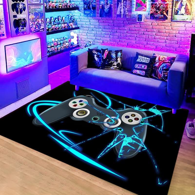 Boys' Black Gamepad Carpet with 3D Print - Non-Slip Sofa Floor Mat With T-Shirt, Hoodie, Sweatshirt Game room decor rug - Image 2