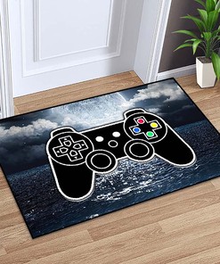 Boys Gamer-inspired T-Shirt, Hoodie, and Sweatshirt Area Rugs, Black Outdoor Carpet Doormat Polyester Mats for Living Room