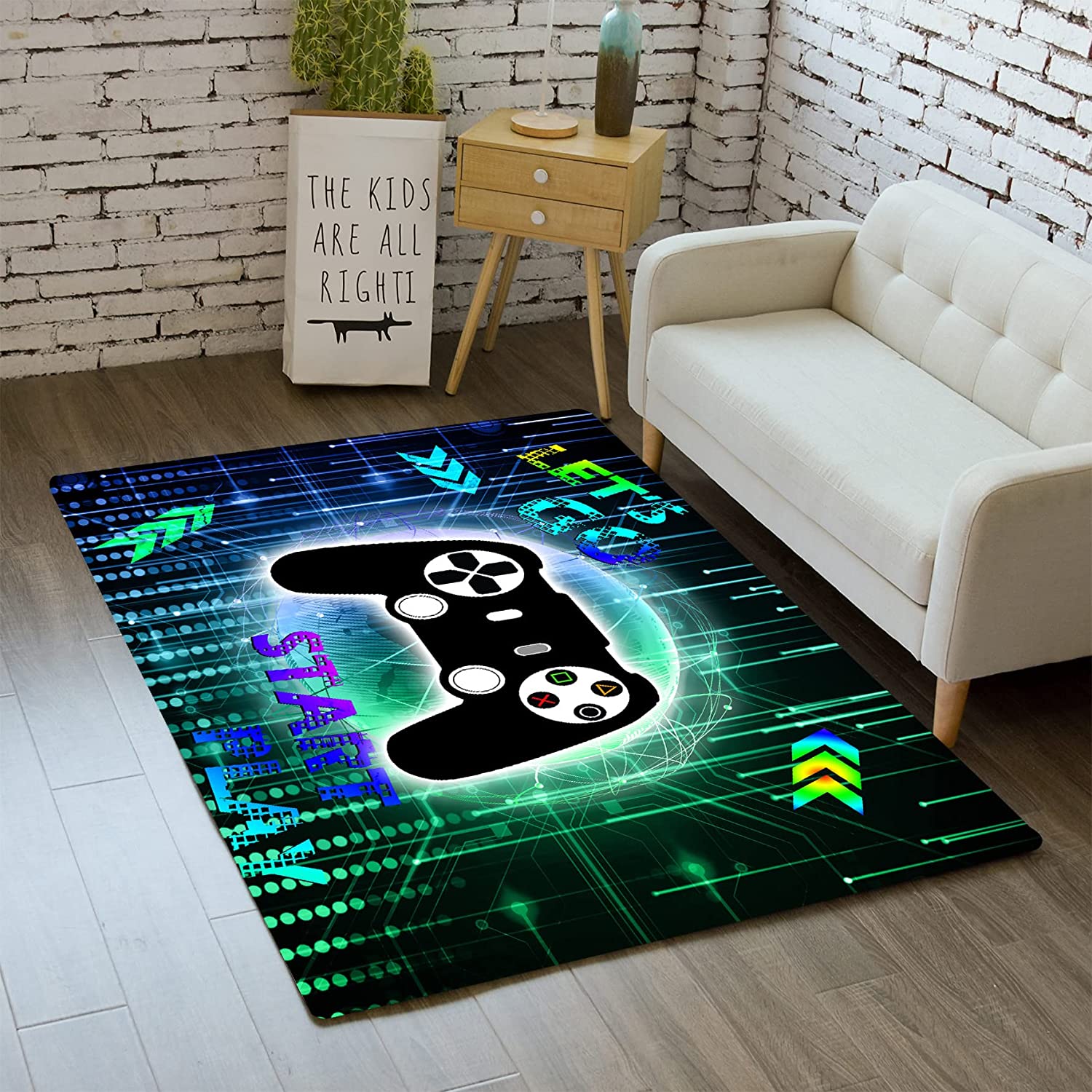 Boys Living Room Gamepad Controller Area Rug for Gamers - Image 2