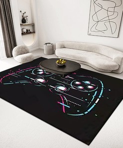 Boys' Room Black Gamer Carpet with 3D Print - Non-Slip Indoor Outdoor Game Room Rug With T-Shirt, Hoodie, Sweatshirt Game room carpets