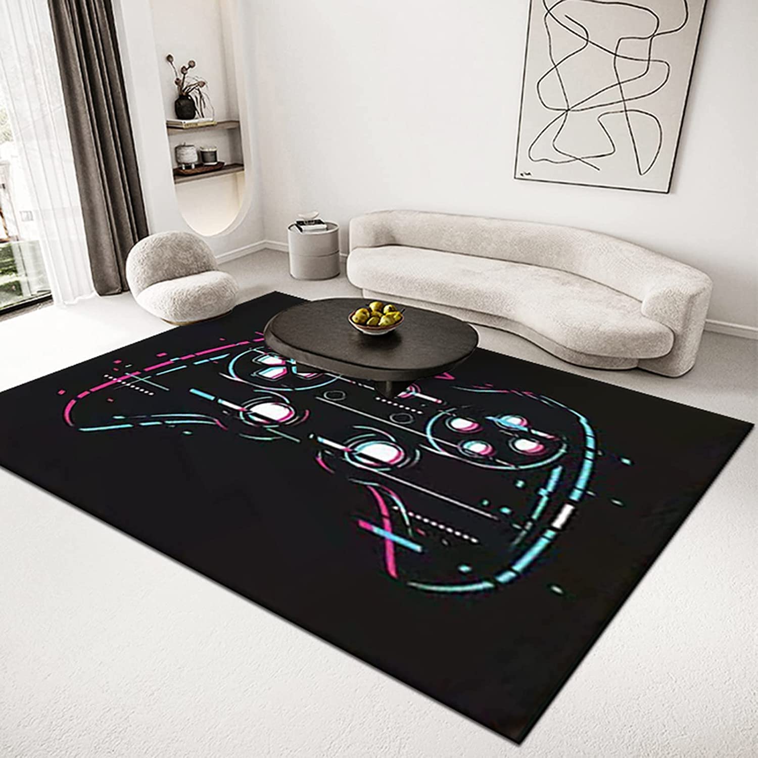 Boys' Room Black Gamer Carpet with 3D Print - Non-Slip Indoor Outdoor Game Room Rug With T-Shirt, Hoodie, Sweatshirt Game room carpets