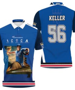 Brad Keller's polo shirt for the Kansas City Royals features a unique all-over print