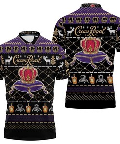 Breathable Fabric Crown Royal Whisky Polo Shirt with All Over Print and 3D Printed Polo Collar