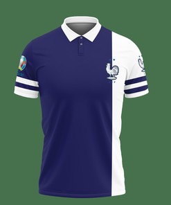 Breathable Fabric France National Football Team Tnt-Va Polo Shirt (Blue) with All Over Print