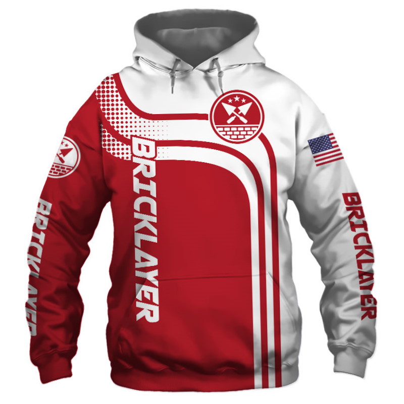 Bricklayer Red US Flag Custom All Over Print 3D Hoodie