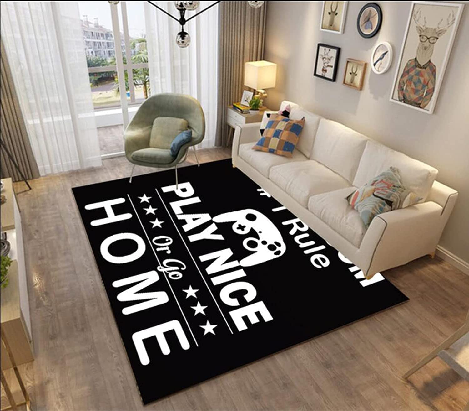 Bright Blue Carpet for Boys Bedroom with Gaming Living Room Rug Floor Mat