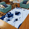 Bright Blue Ink Painting Style Area Rug with Non-Slip Backing for Sophisticated Bedroom Decor