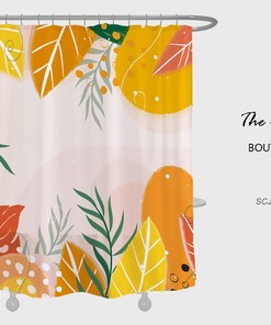 Bright Flowers Shower Curtain with 12 Hooks, Tropical Waterproof & Washable Shower Curtains for Bathroom