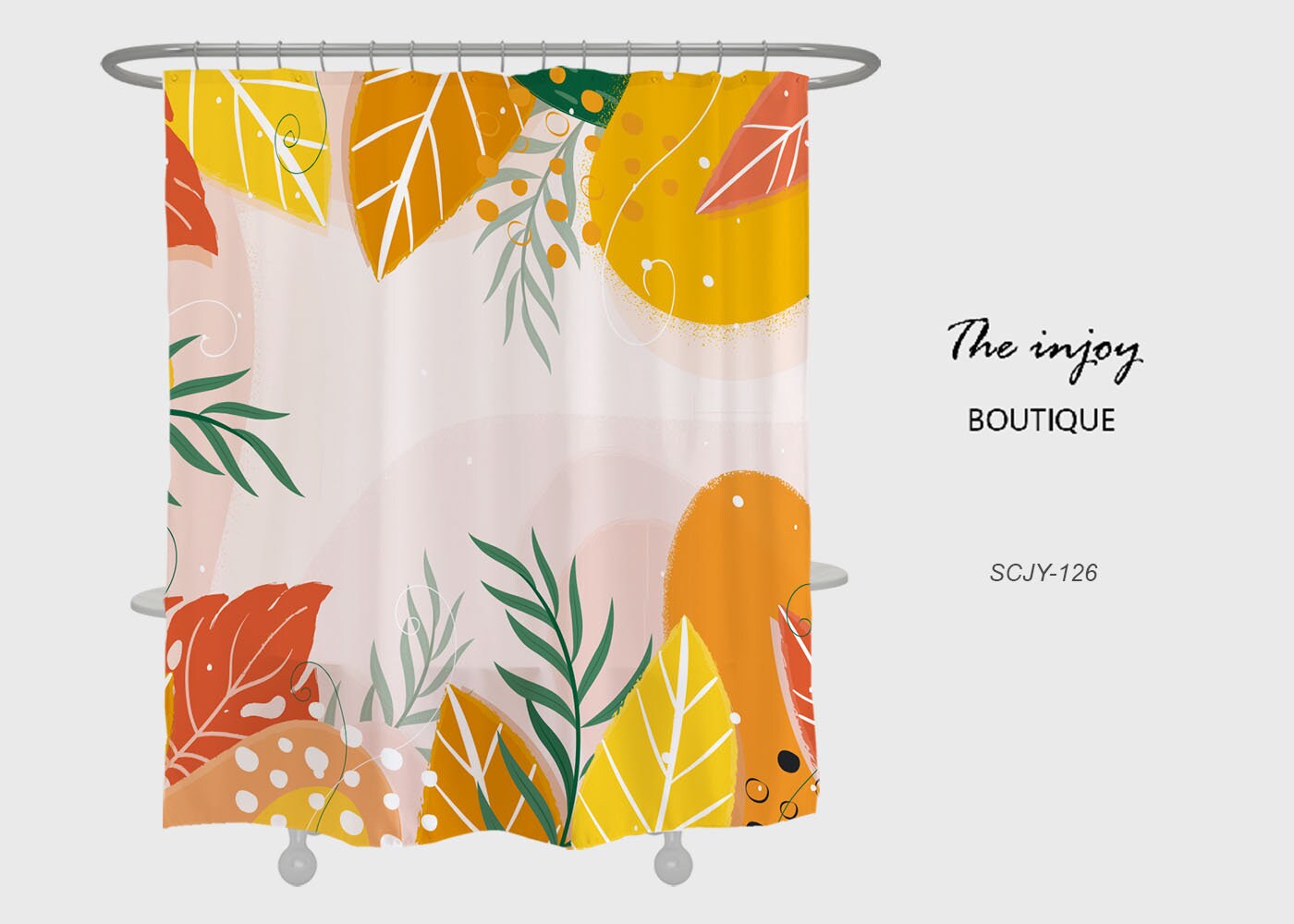 Bright Flowers Shower Curtain with 12 Hooks, Tropical Waterproof & Washable Shower Curtains for Bathroom