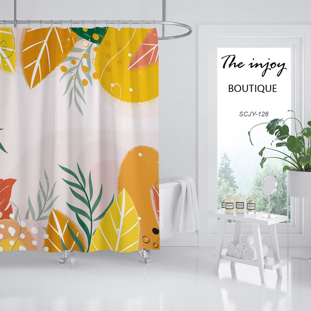 Bright Flowers Shower Curtain with 12 Hooks, Tropical Waterproof & Washable Shower Curtains for Bathroom - Image 2